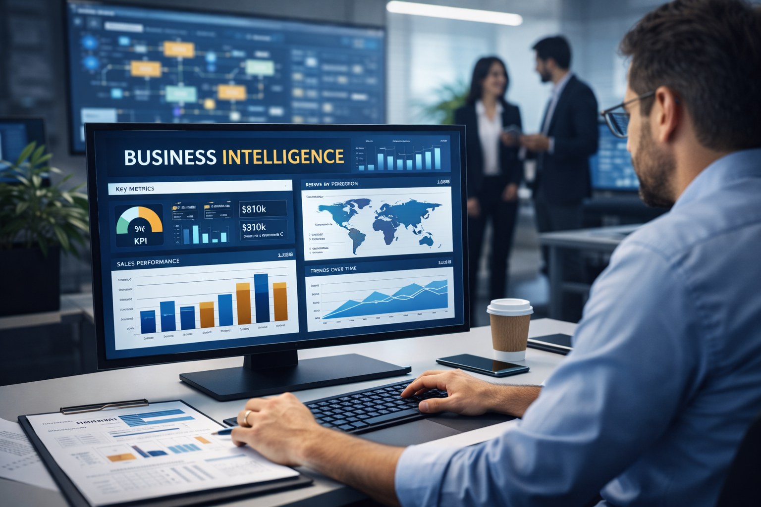 Business Intelligence dashboard with key KPIs and trends