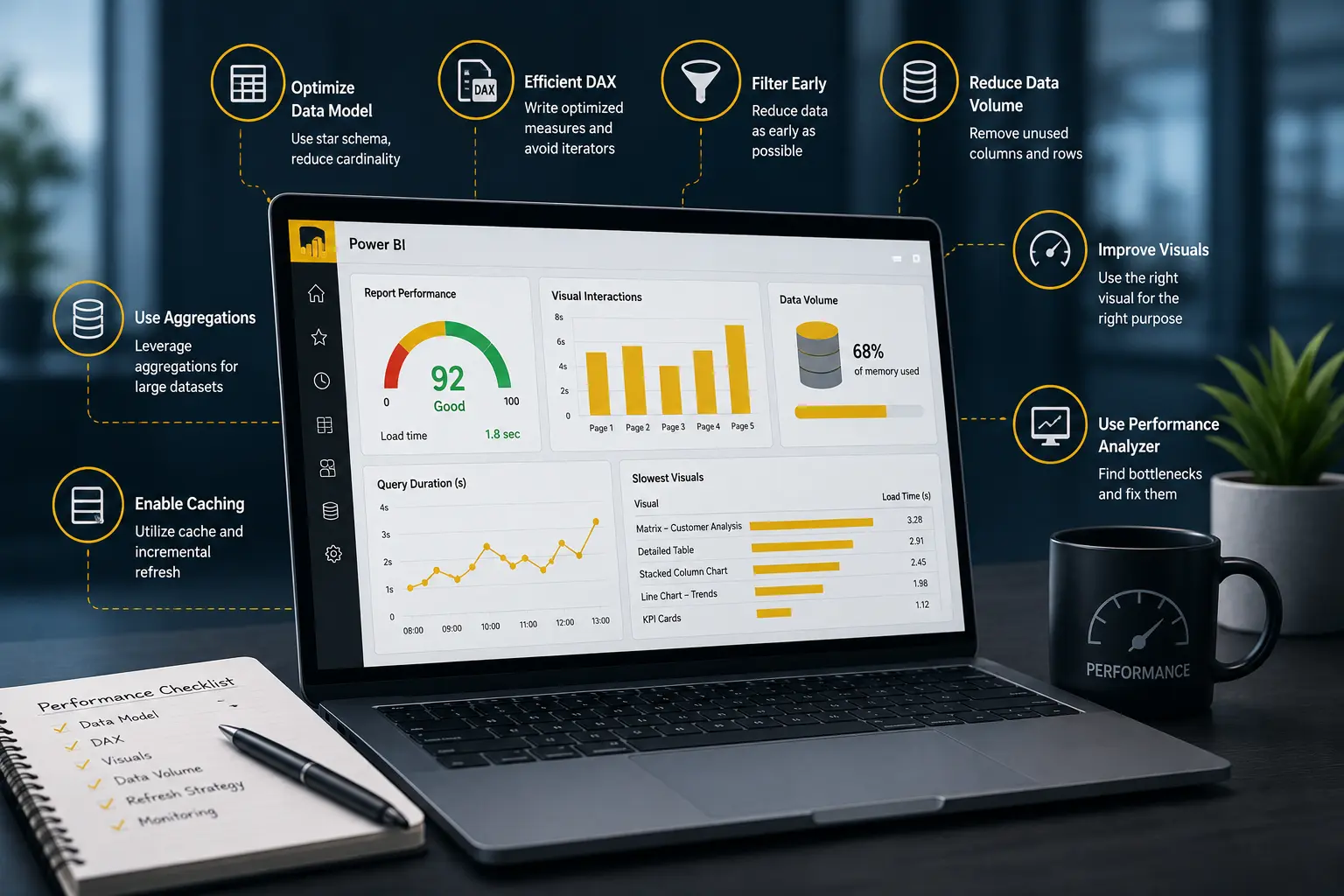 Power BI performance optimization for faster reports models DAX and refreshes