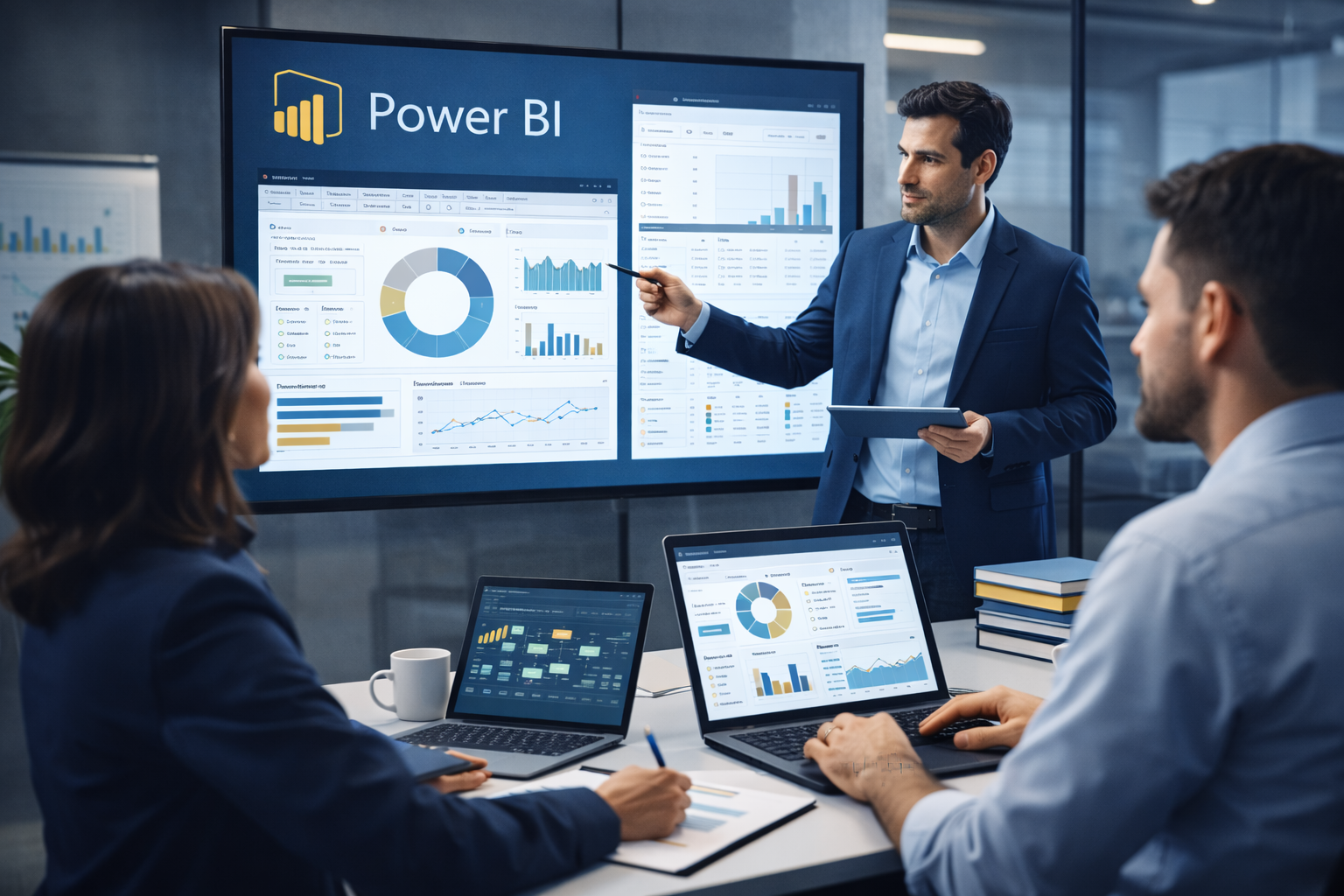 Power BI training session with collaborative team learning